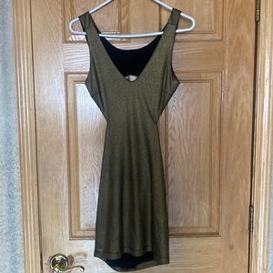 Bebe open back fitted metallic mini dress size S